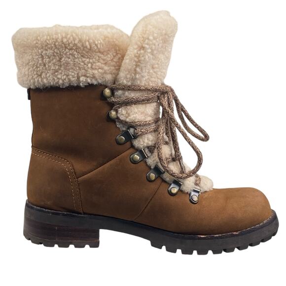 Ugg Women’s Fraser Brown Sheepskin Combat Boot Size US 6 - Picture 4 of 10